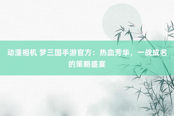 动漫相机 梦三国手游官方：热血芳华，一战成名的策略盛宴