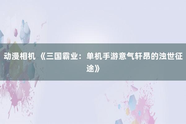 动漫相机 《三国霸业：单机手游意气轩昂的浊世征途》